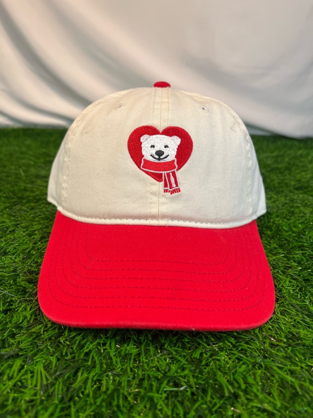 Coca Cola Coke Polar Bear Strapback Hat Off-White & Red OSFA - Used